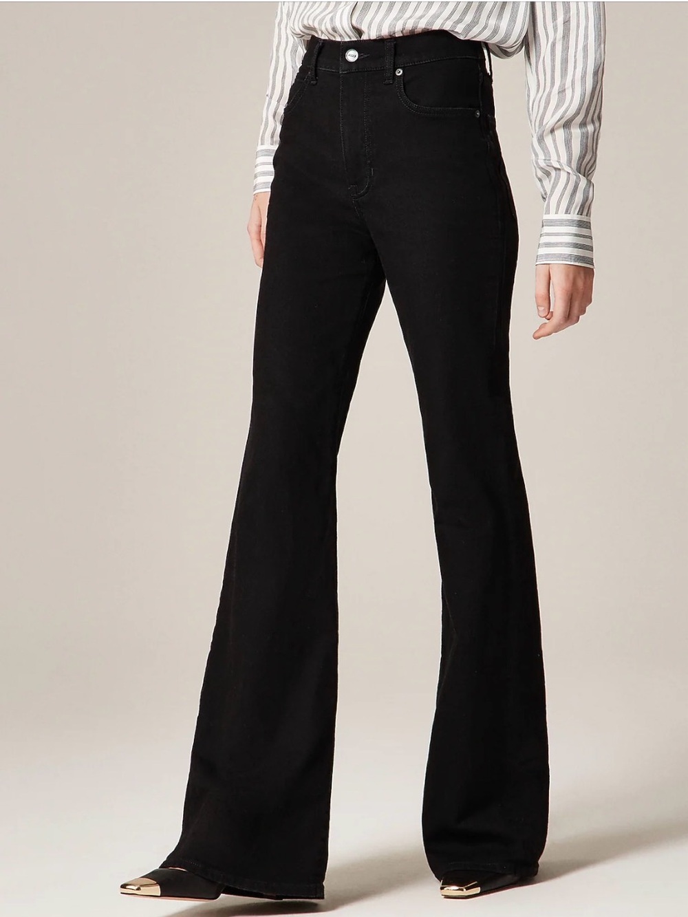 J. Crew Vintage Flare High Rise Denim Jeans Black Sz. 28 CN352 $158 Classic NEW